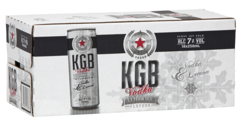 KGB Vodka & Lemon Ice 7% 18 Pack Cans 250ml