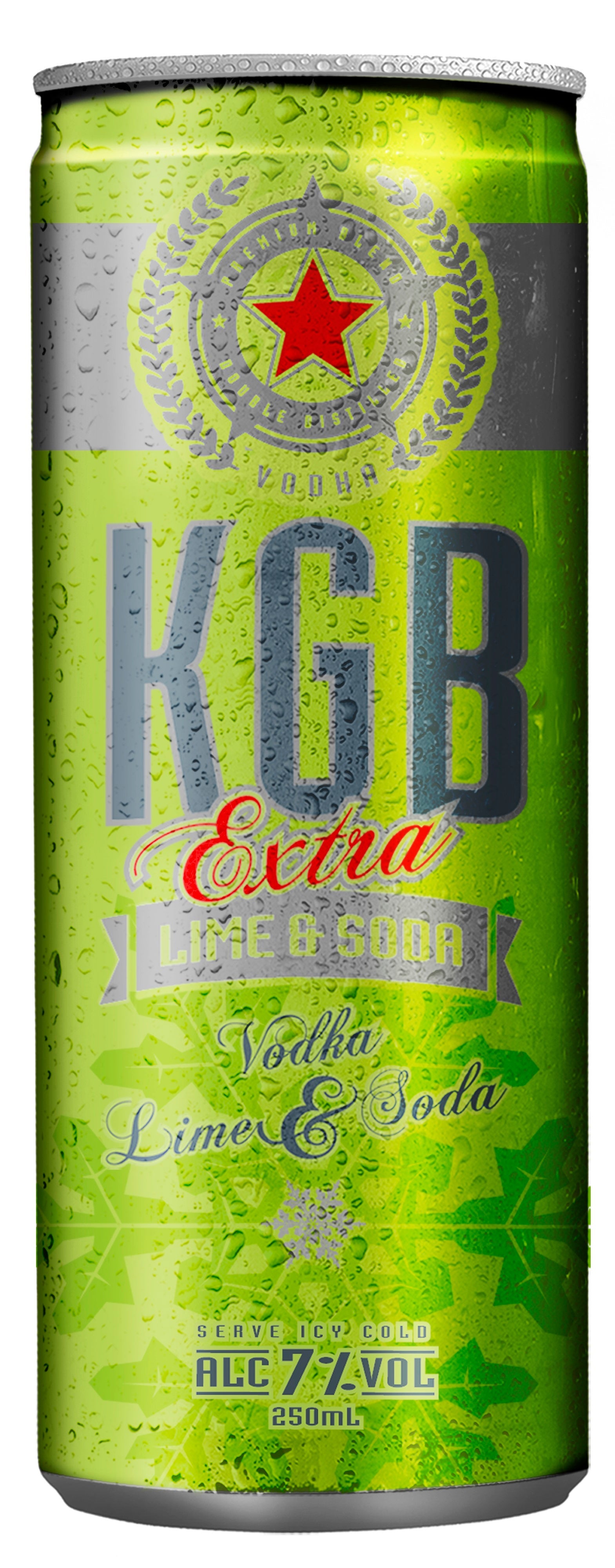 KGB Vodka Lime & Soda 7% 12 Pack Cans 250ml