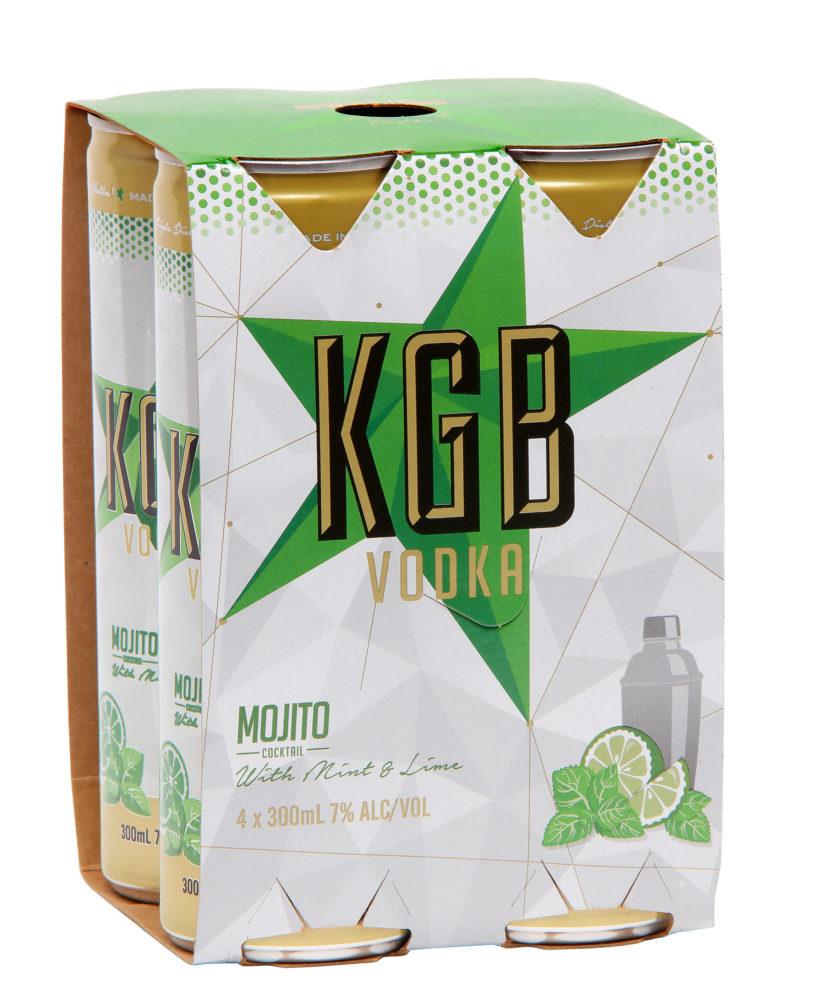 KGB Vodka Mojito Cocktail 7% 4 Pack Cans 300ml