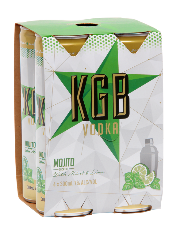KGB Vodka Mojito Cocktail 7% 4 Pack Cans 300ml