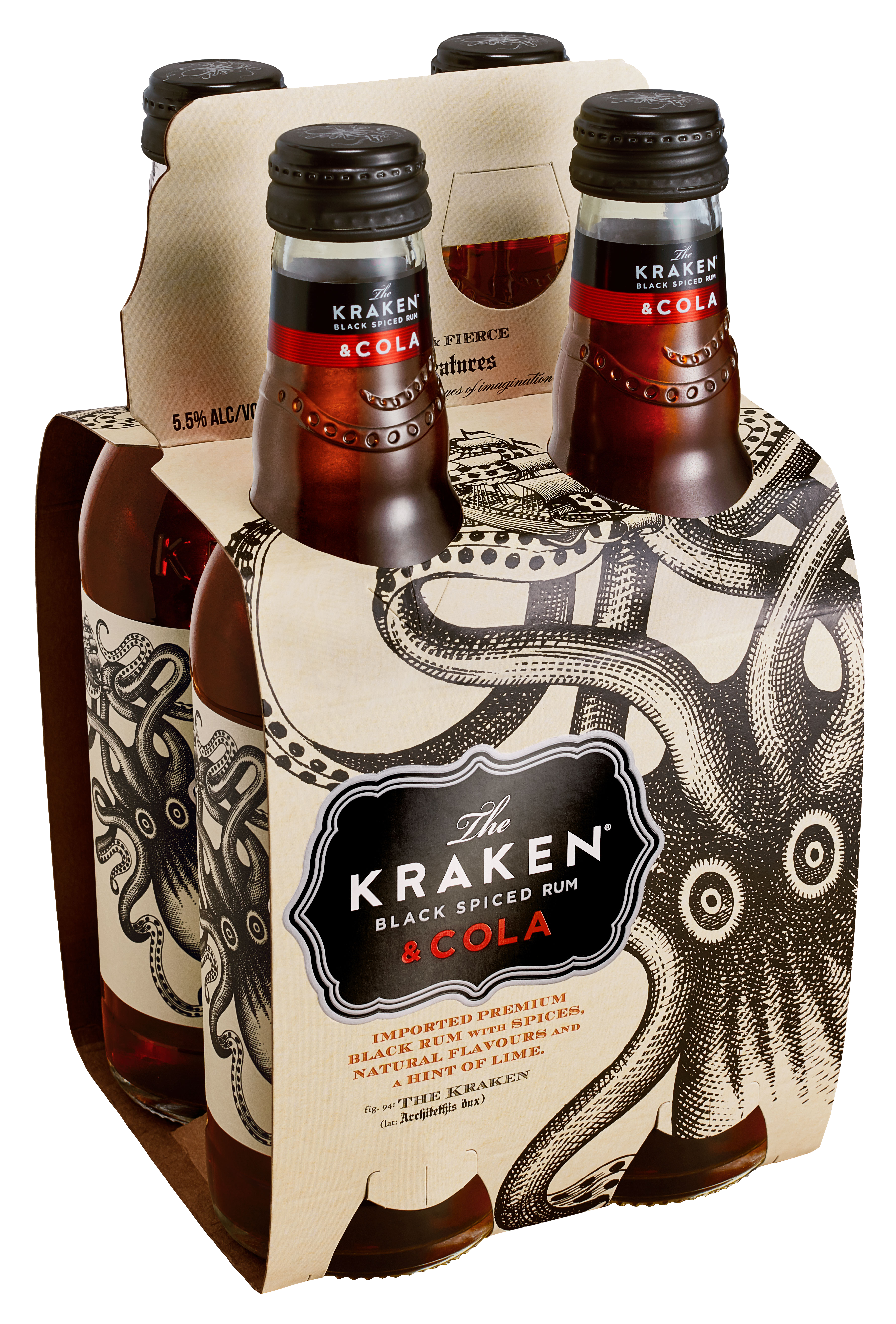 Kraken Rum & Cola 5.5% 4 Pack Bottles 330ml