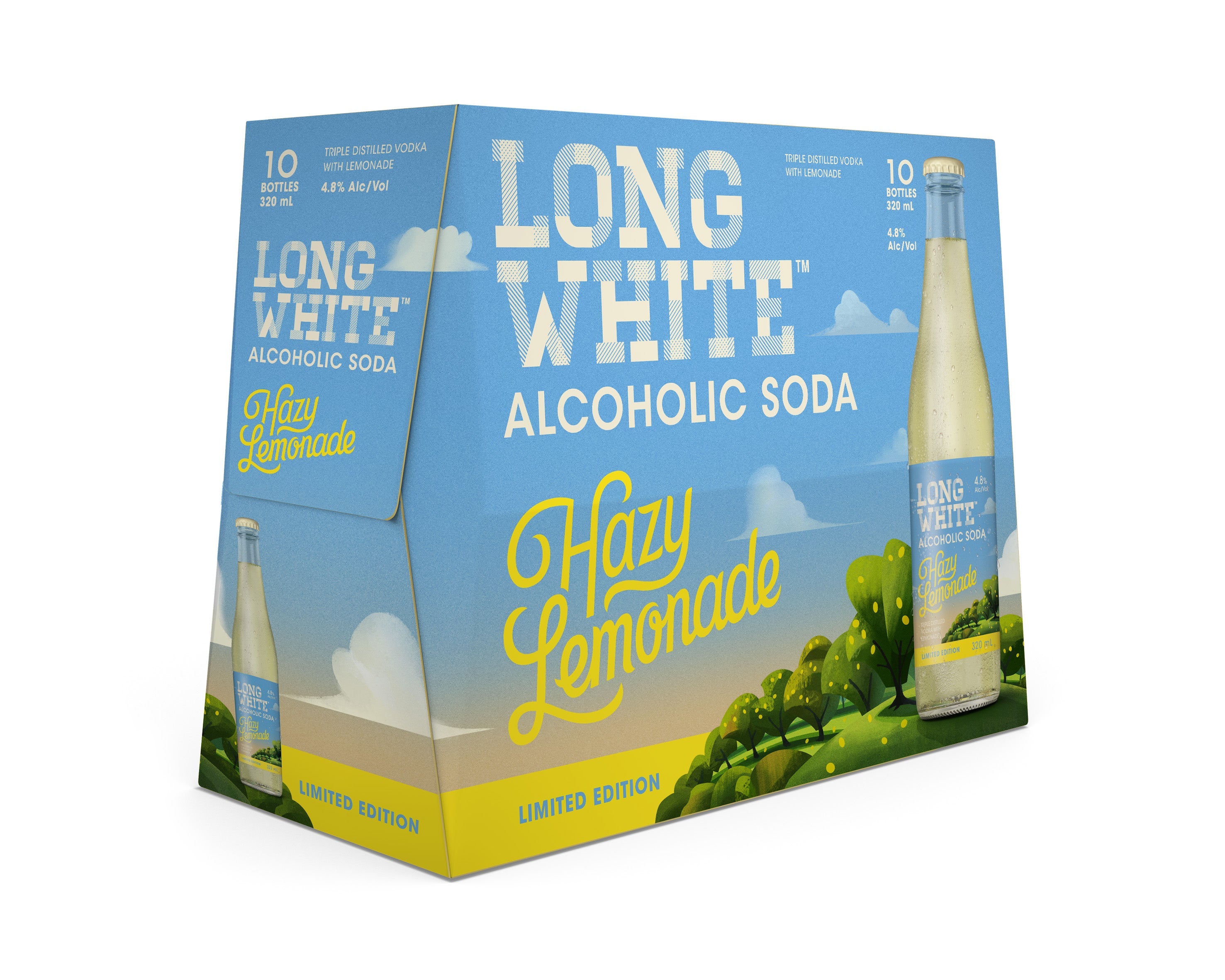 Long White Hazy Lemonade 4.8% 10 Pack Bottles 320ml