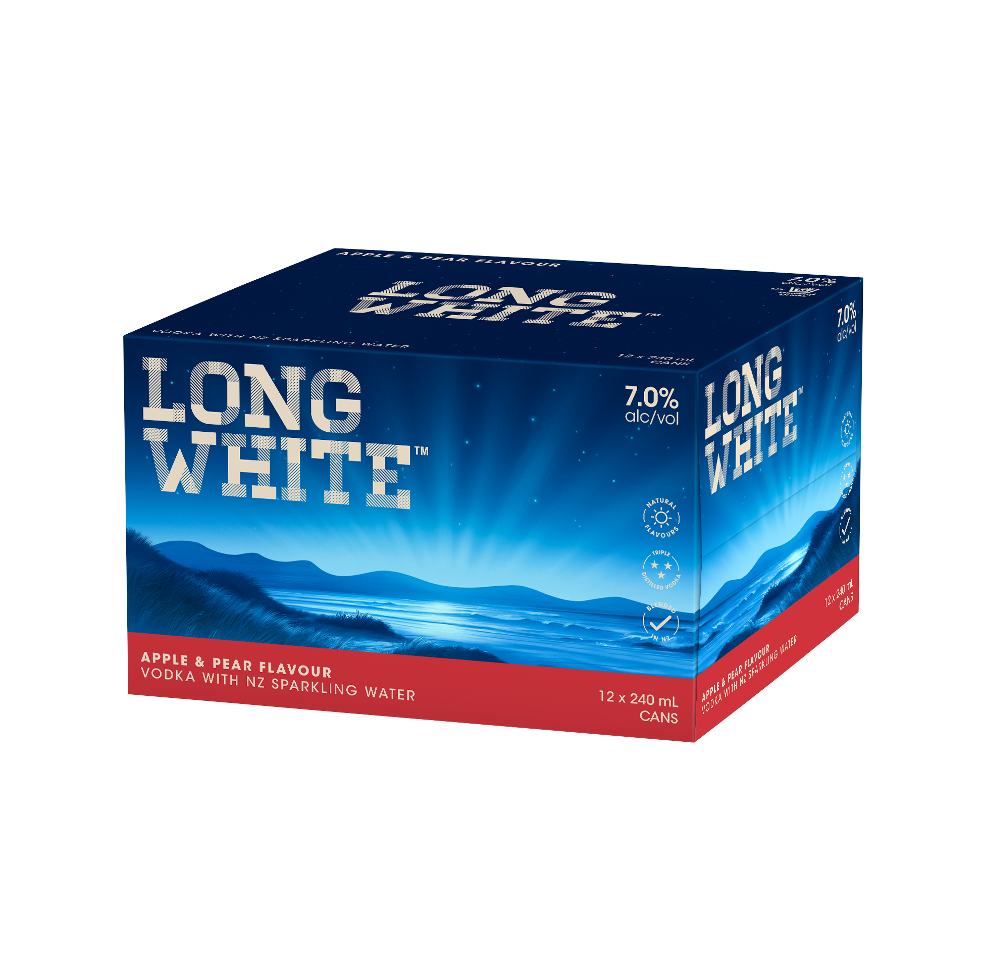 Long White Vodka Apple & Pear 7% 12 Pack Cans 240ml