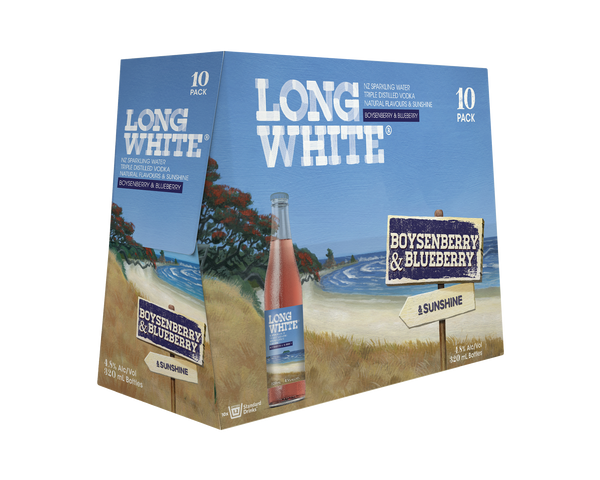 Long White Vodka Boysenberry & Blueberry 4.8% 10 Pack Bottles 320ml