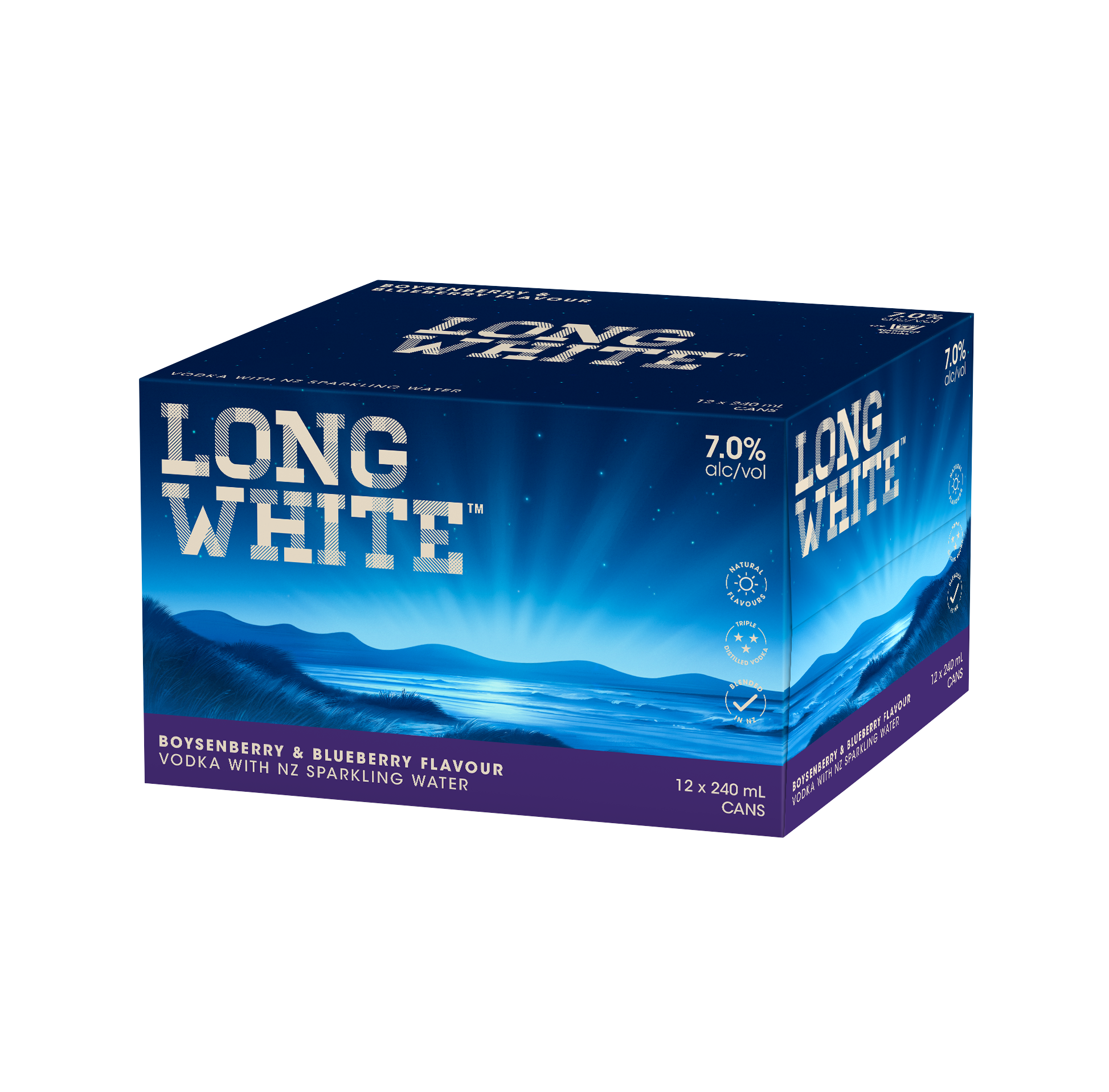 Long White Vodka Boysenberry & Blueberry 7% 12 Pack Cans 240ml