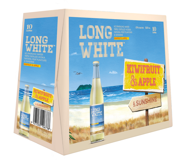 Long White Vodka Kiwifruit & Apple 4.8% 10 Pack Bottles 320ml