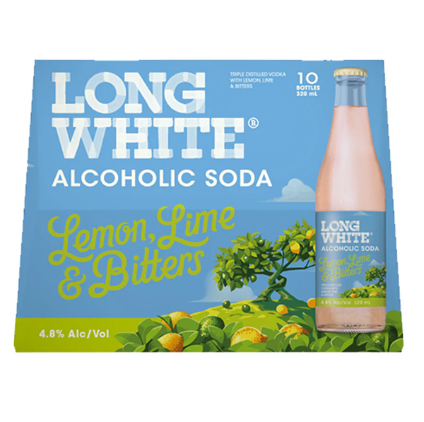 Long White Vodka Lemon Lime & Bitters 4.8% 10 Pack Bottles 320ml