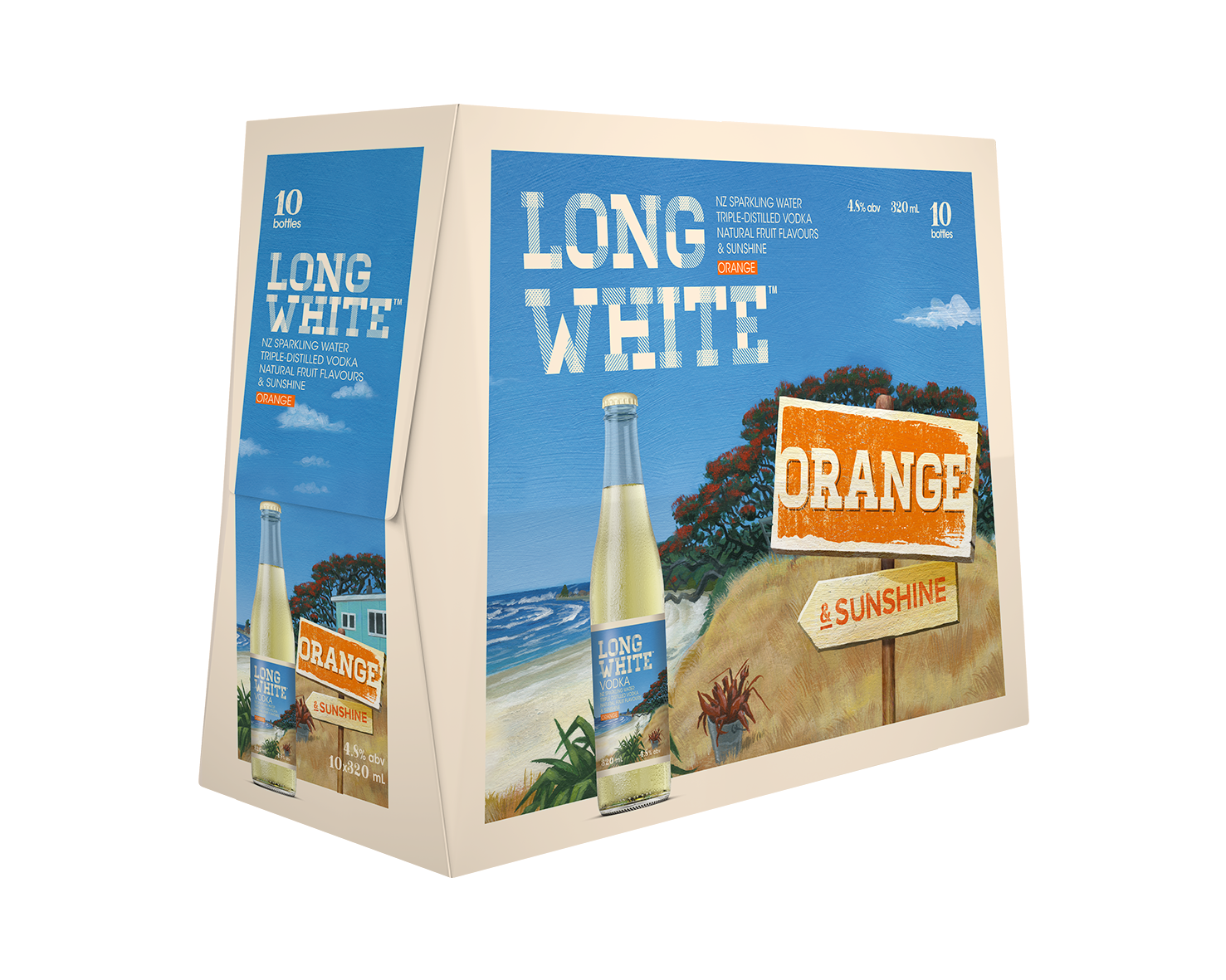 Long White Vodka Orange 4.8% 10 Pack Bottles 320ml