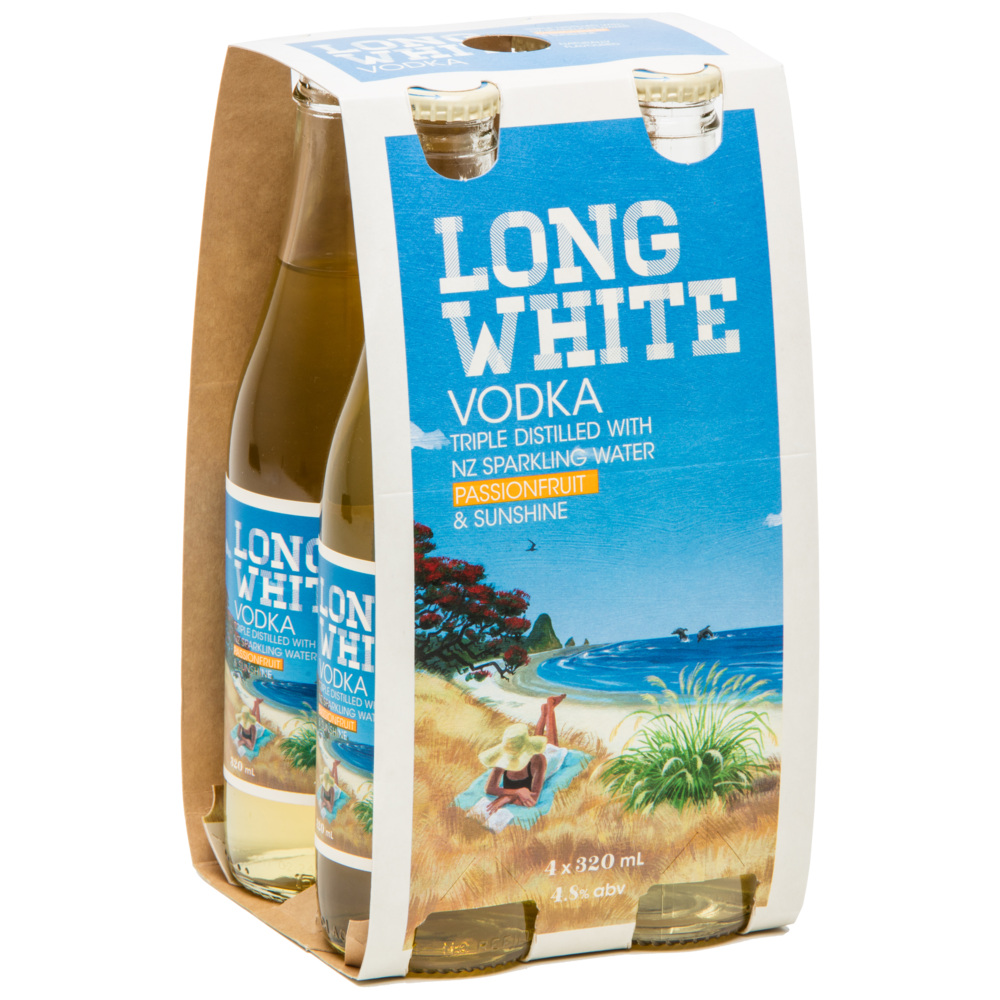 Long White Vodka Passionfruit 4.8% 4 Pack Bottles 320ml