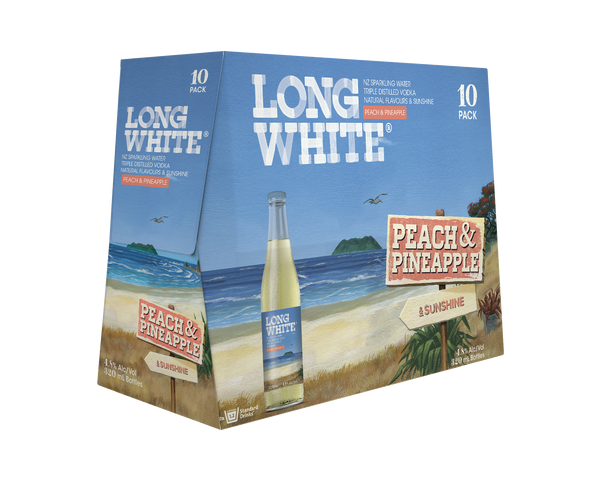 Long White Vodka Peach & Pineapple 4.8% 10 Pack Bottles 320ml