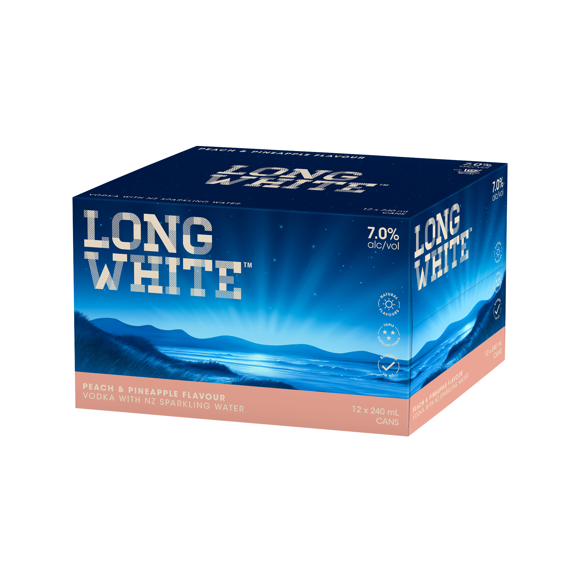 Long White Vodka Peach & Pineapple 7% 12 Pack Cans 240ml