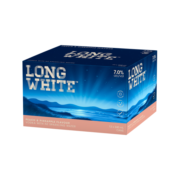 Long White Vodka Peach & Pineapple 7% 12 Pack Cans 240ml