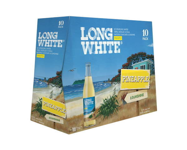 Long White Vodka Pineapple 4.8% 10 Pack Bottles 320ml