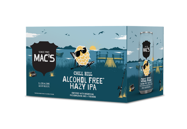 Mac's Chill Bill Alcohol Free Hazy IPA 6 Pack Cans 330ml