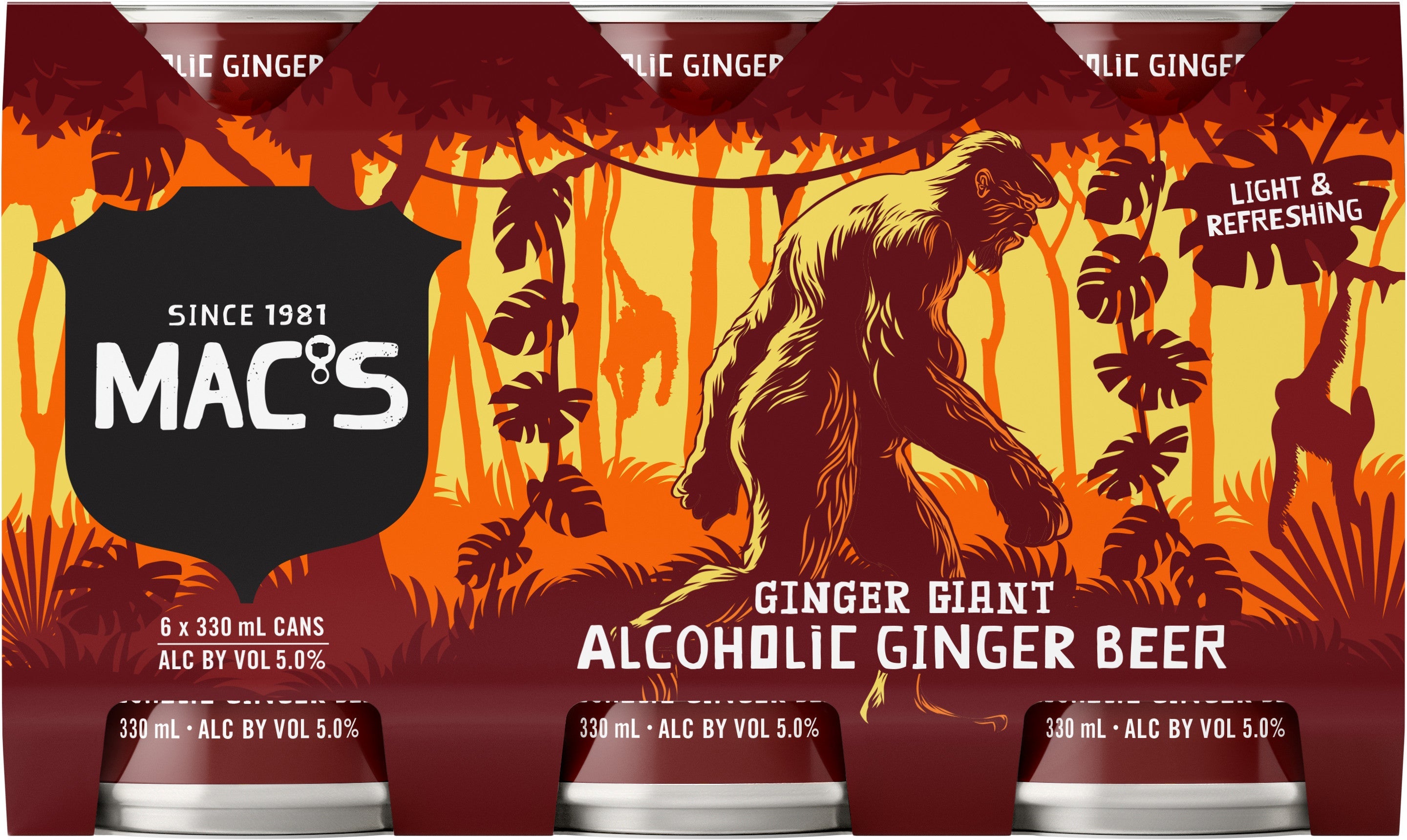 Macs Ginger Giant Alcoholic Ginger Beer 5% 6 Pack Cans 330ml