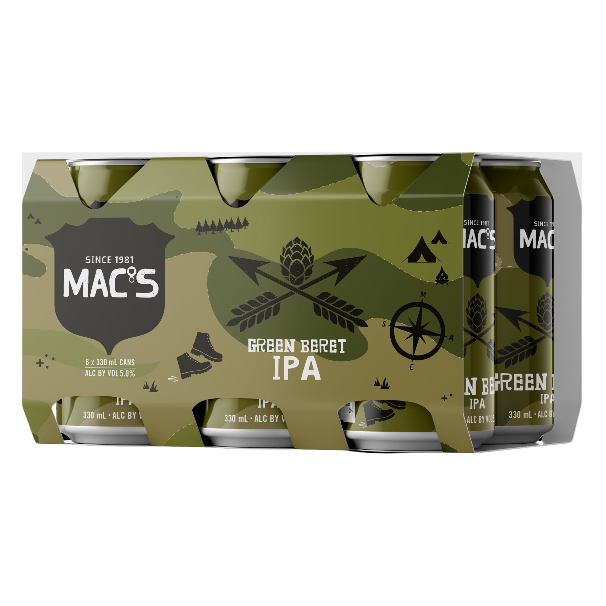 Macs Green Beret IPA 6 Pack Cans 330ml