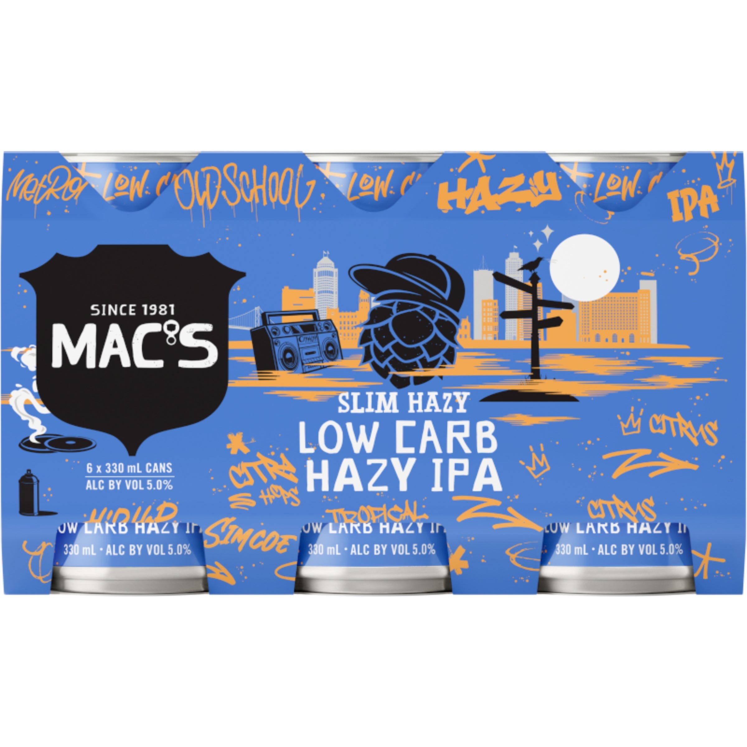 Macs Slim Hazy Low Carb Hazy IPA 6 Pack Cans 330ml