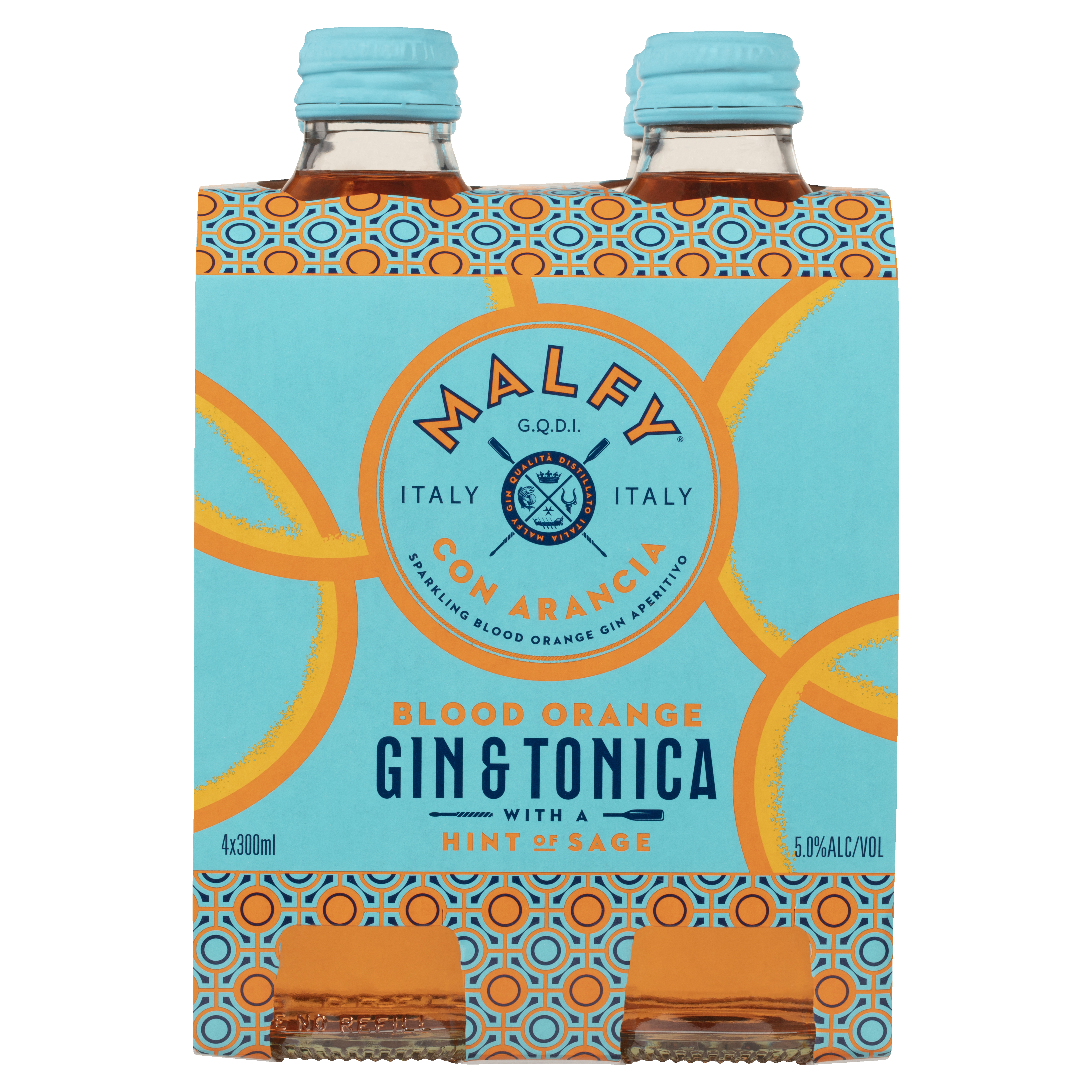 Malfy Gin Con Arancia 5% 4 Pack Bottles 300ml