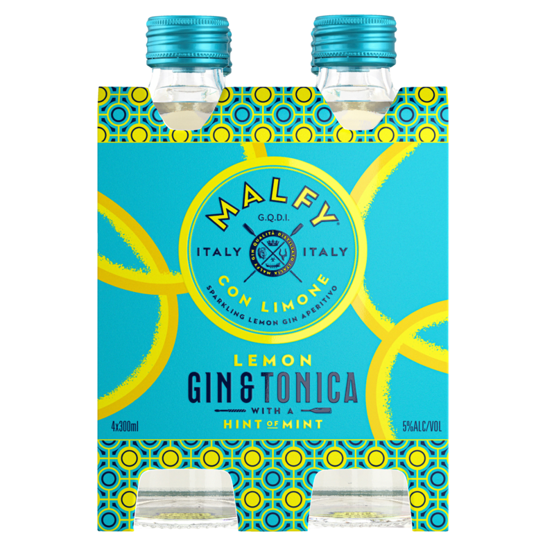 Malfy Gin Limone Tonica 5% 4 Pack Bottles 300ml