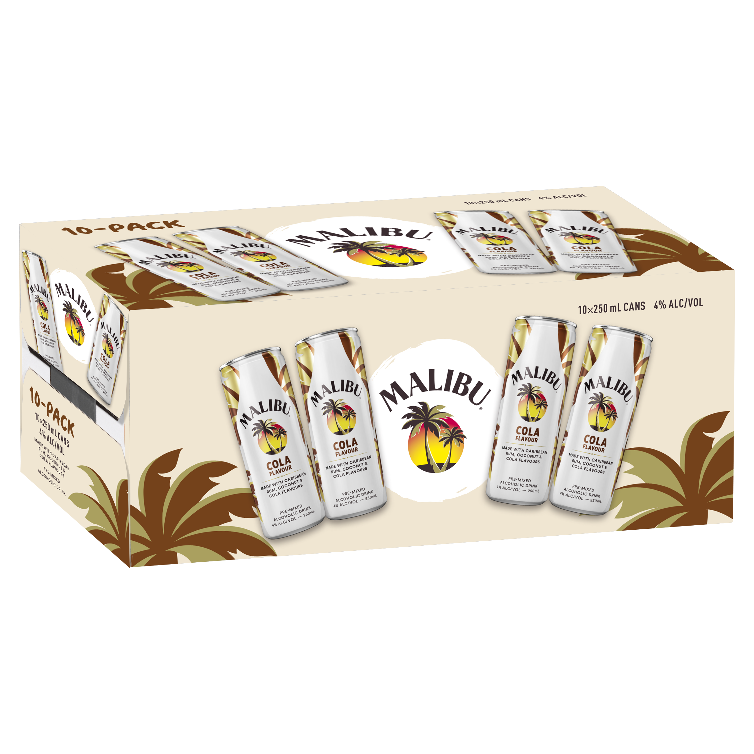 Malibu Cola 4% 10 Pack Cans 250ml