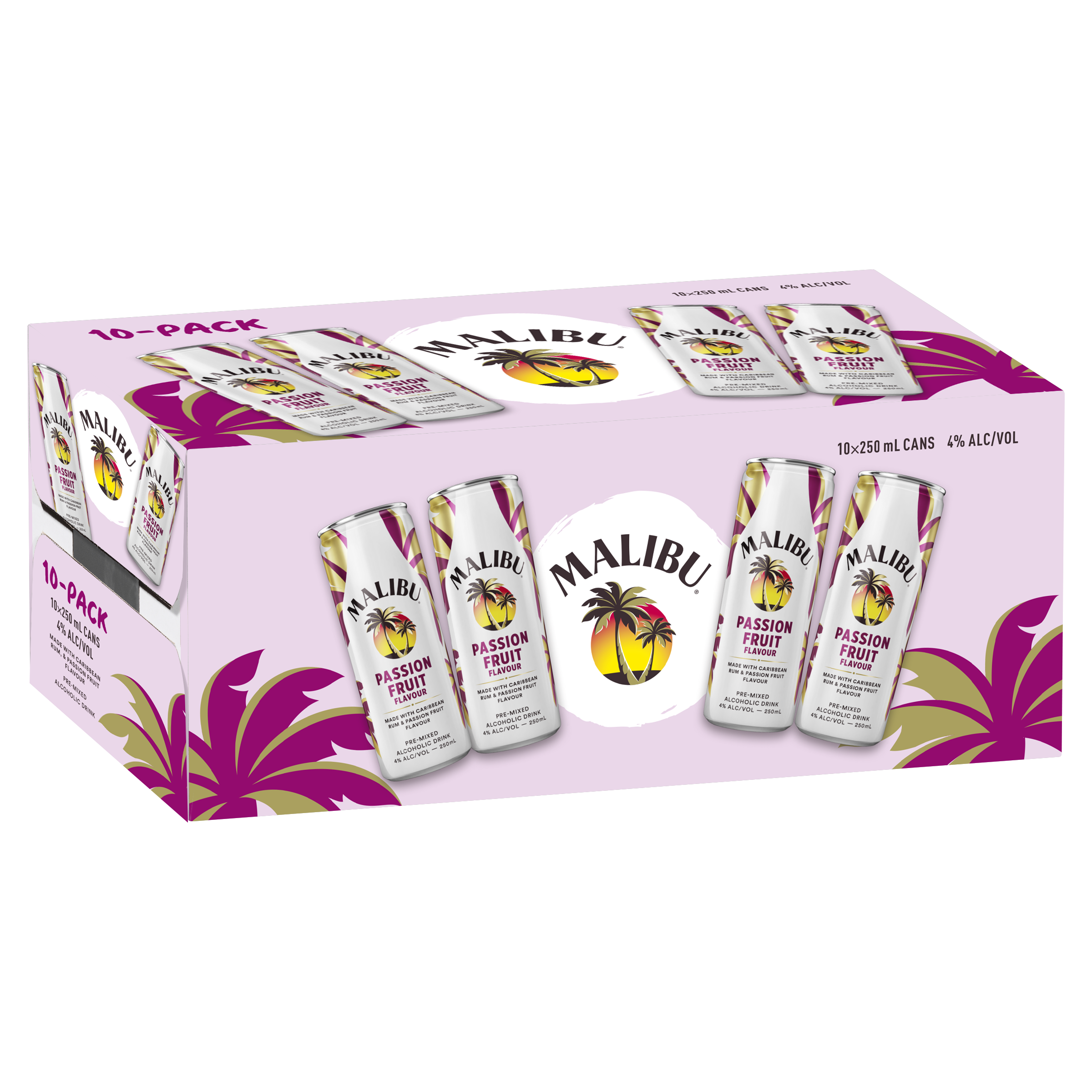 Malibu Passionfruit 4% 10 Pack Cans 250ml