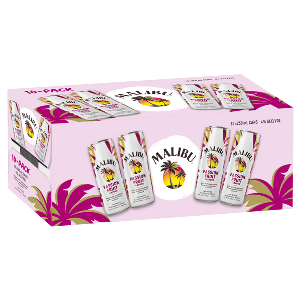 Malibu Passionfruit 4% 10 Pack Cans 250ml