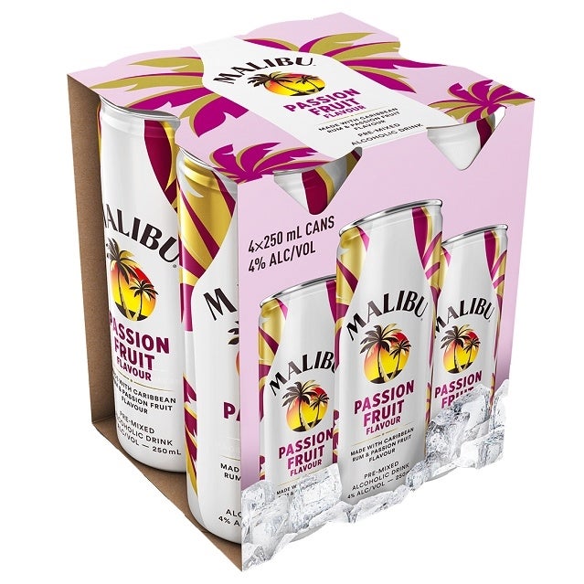 Malibu Passionfruit 4% 4 Pack Cans 250ml