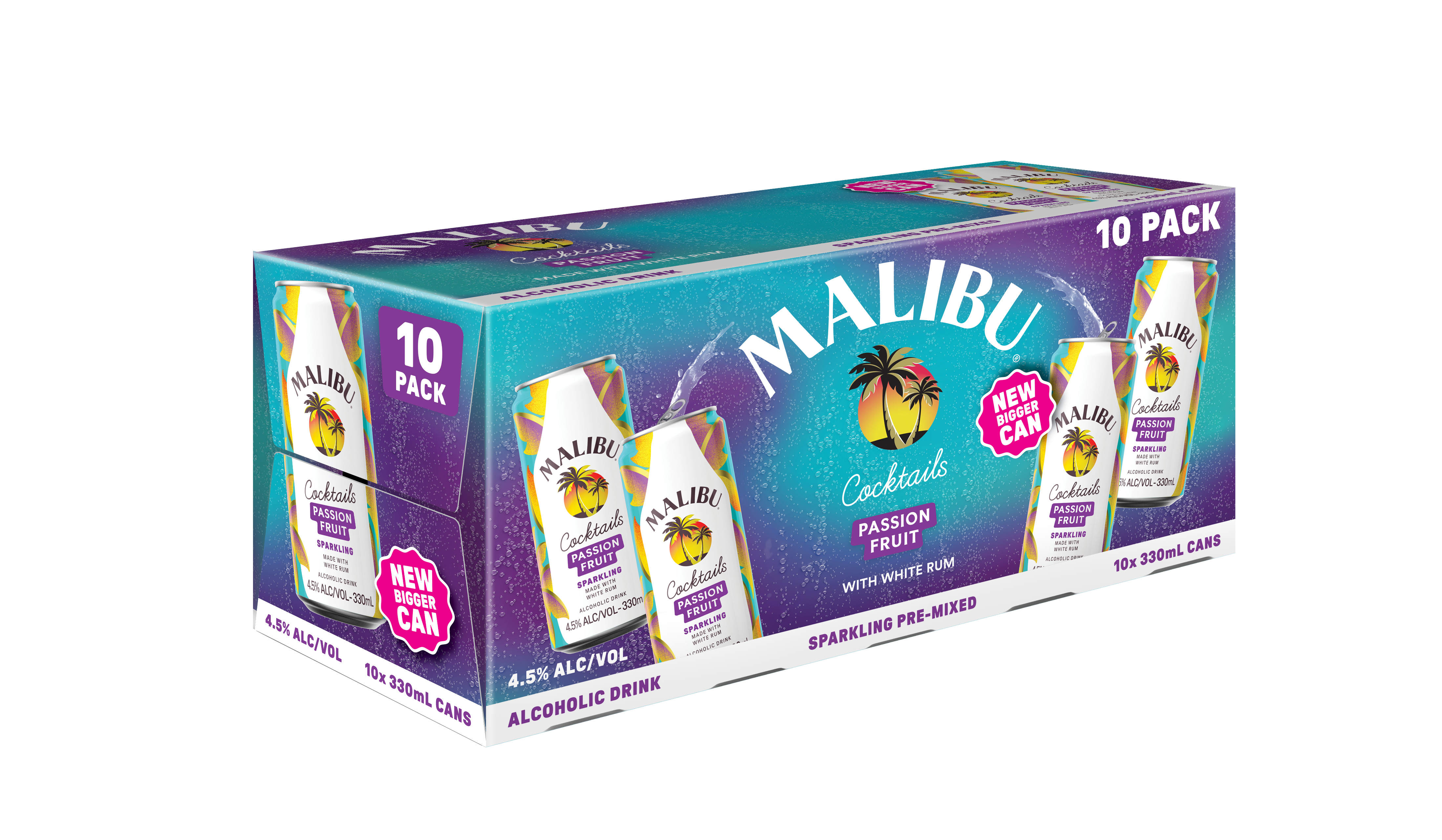 Malibu Passionfruit 4.5% 10 Pack Cans 330ml
