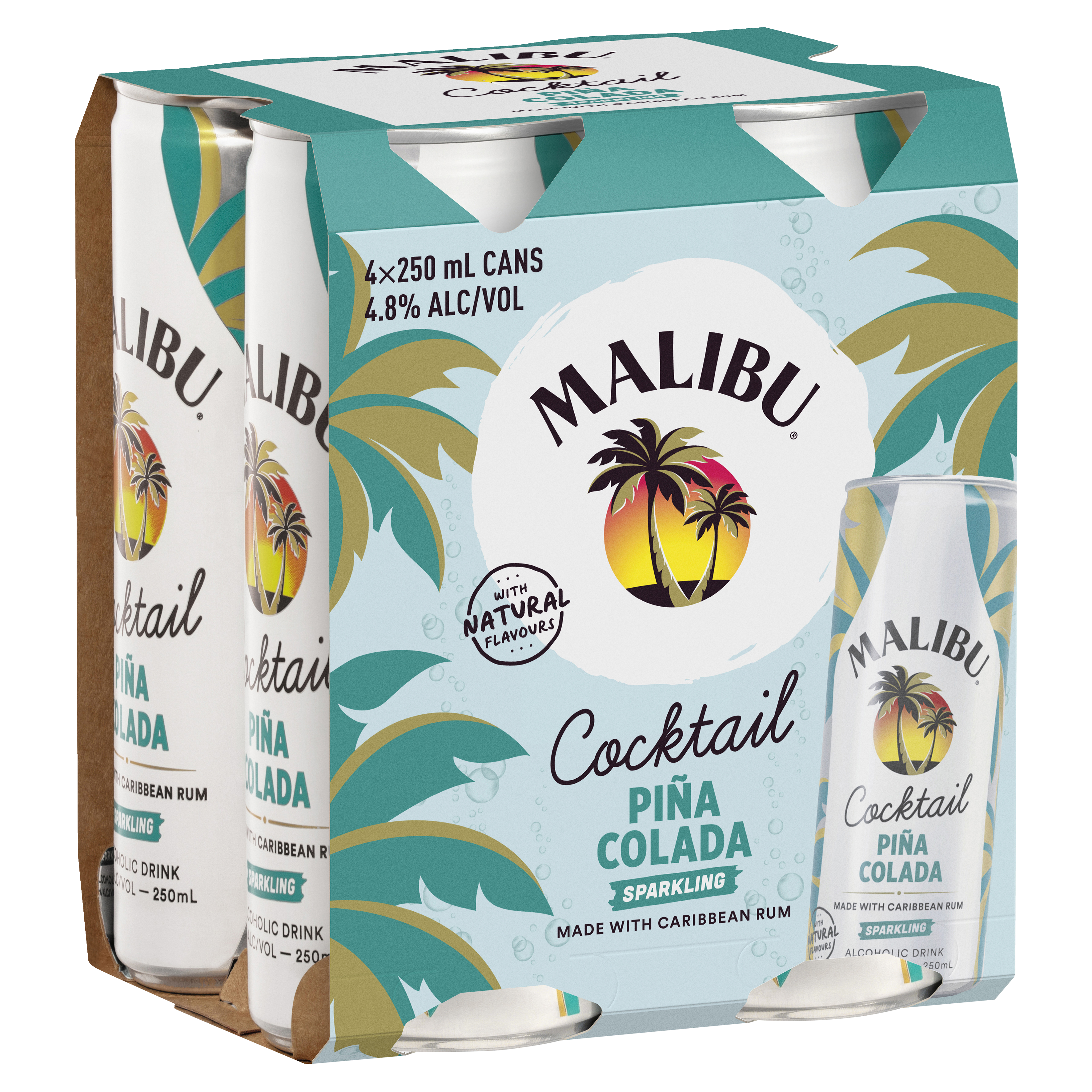 Malibu Pina Colada 4.8% 4 Pack Cans 250ml
