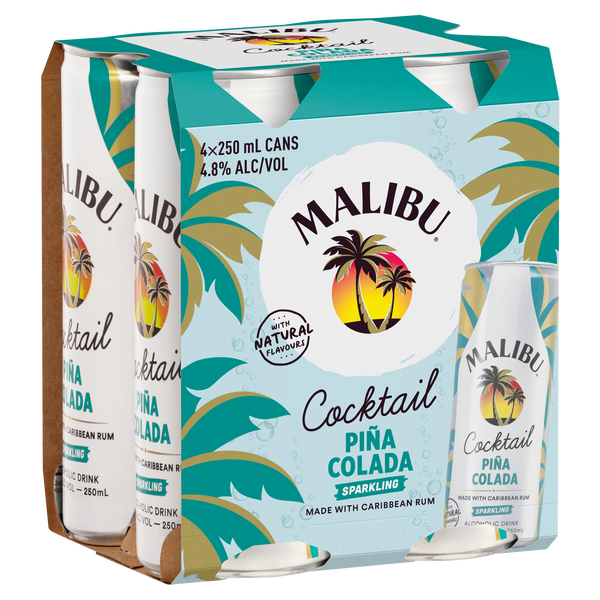 Malibu Pina Colada 4.8% 4 Pack Cans 250ml