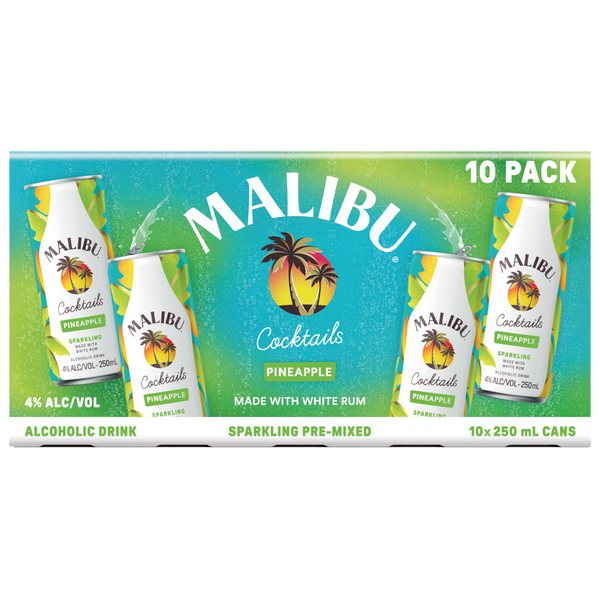 Malibu Pineapple 4% 10 Pack Cans 250ml
