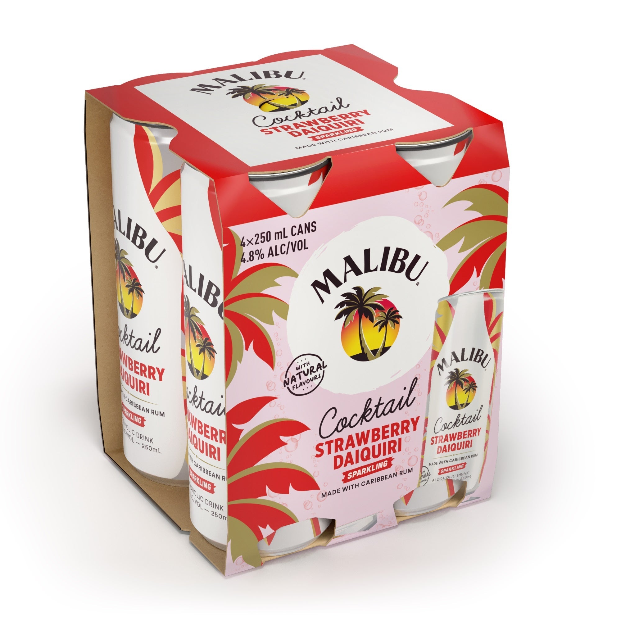 Malibu Strawberry Daquiri 4.8% 4 Pack Cans 250ml