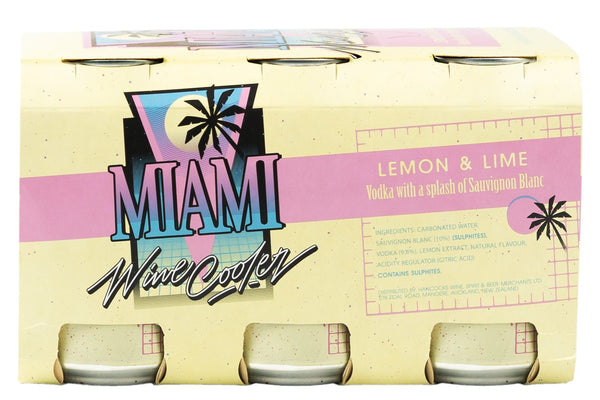 Miami Wine Cooler Lemon Lime 5% 6 Pack Cans 330ml