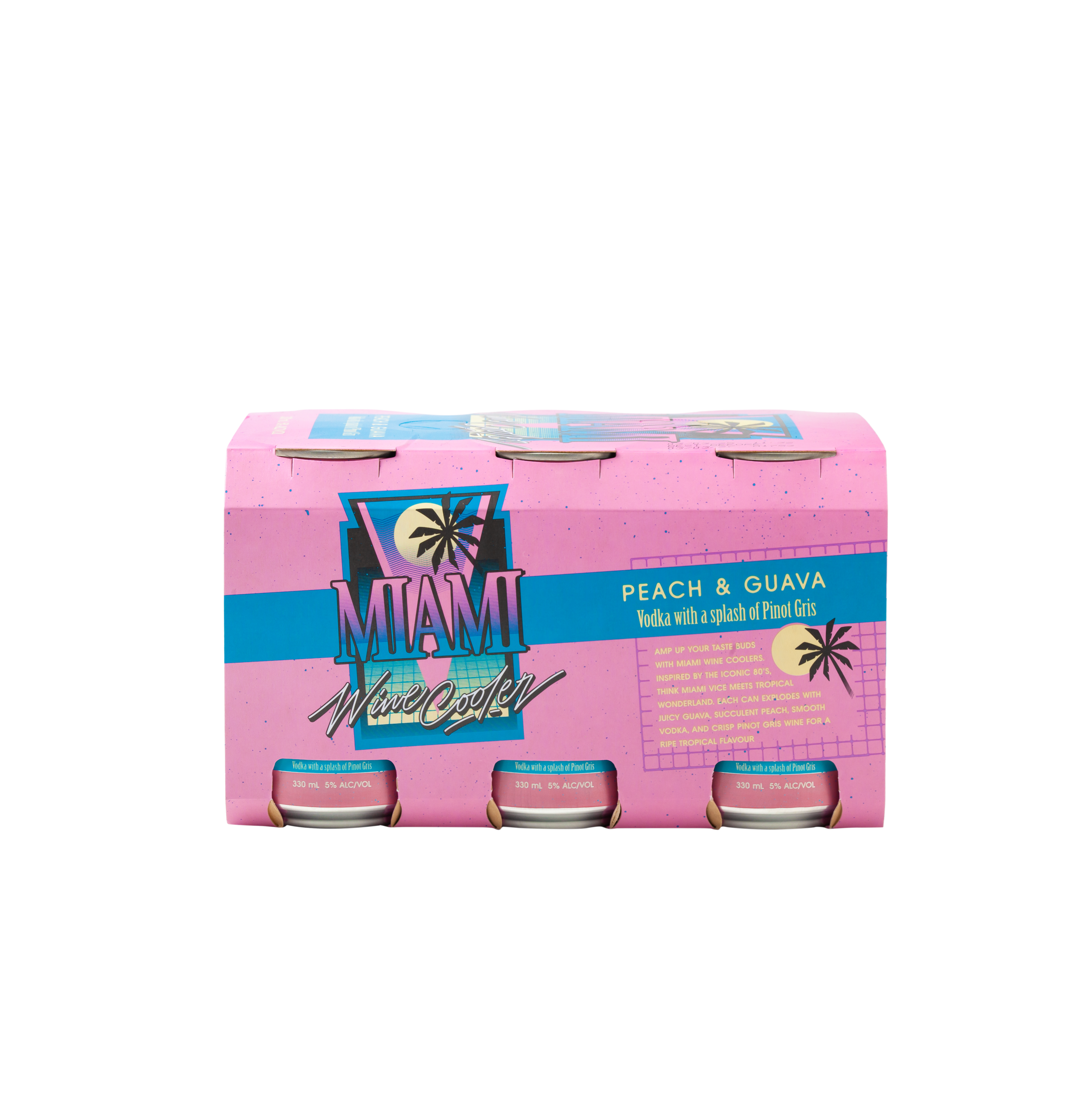 Miami Wine Cooler Peach & Guava 5% 6 Pack Cans 330ml