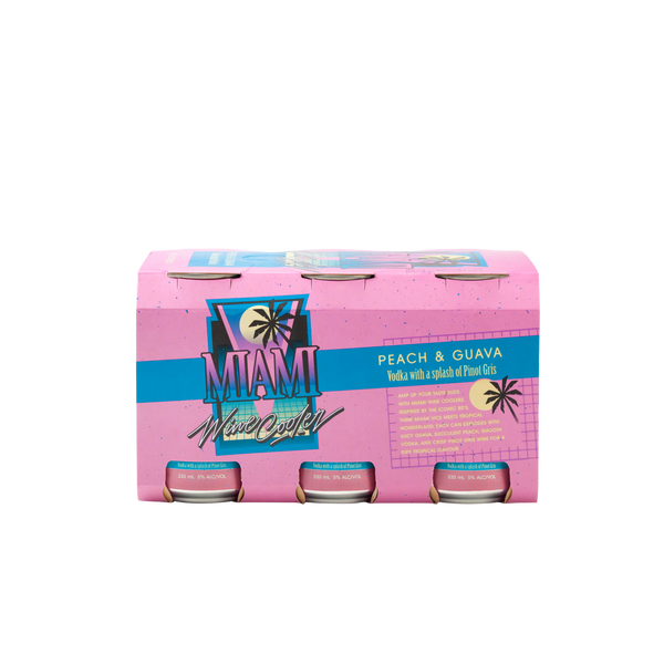 Miami Wine Cooler Peach & Guava 5% 6 Pack Cans 330ml