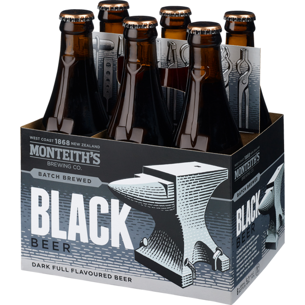 Monteiths Batch Brewed Black Beer 6 Pack Bottles 330ml
