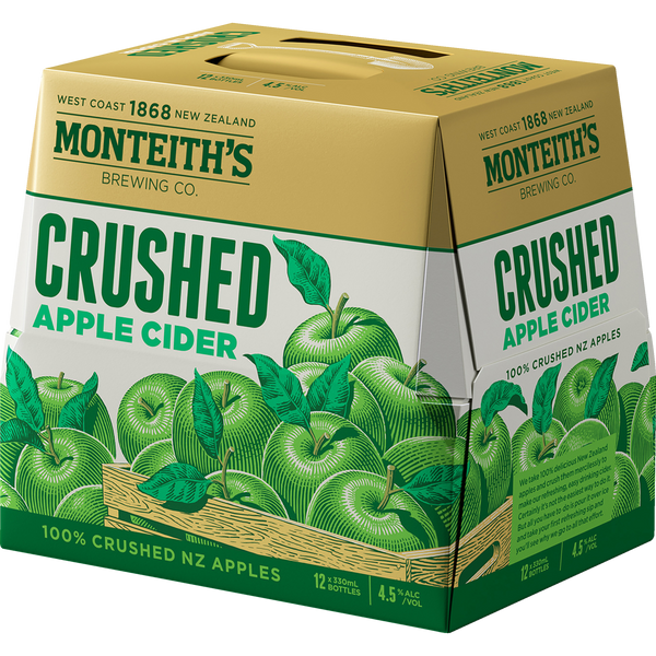 Monteiths Crushed Apple Cider 12 Pack Bottles 330ml