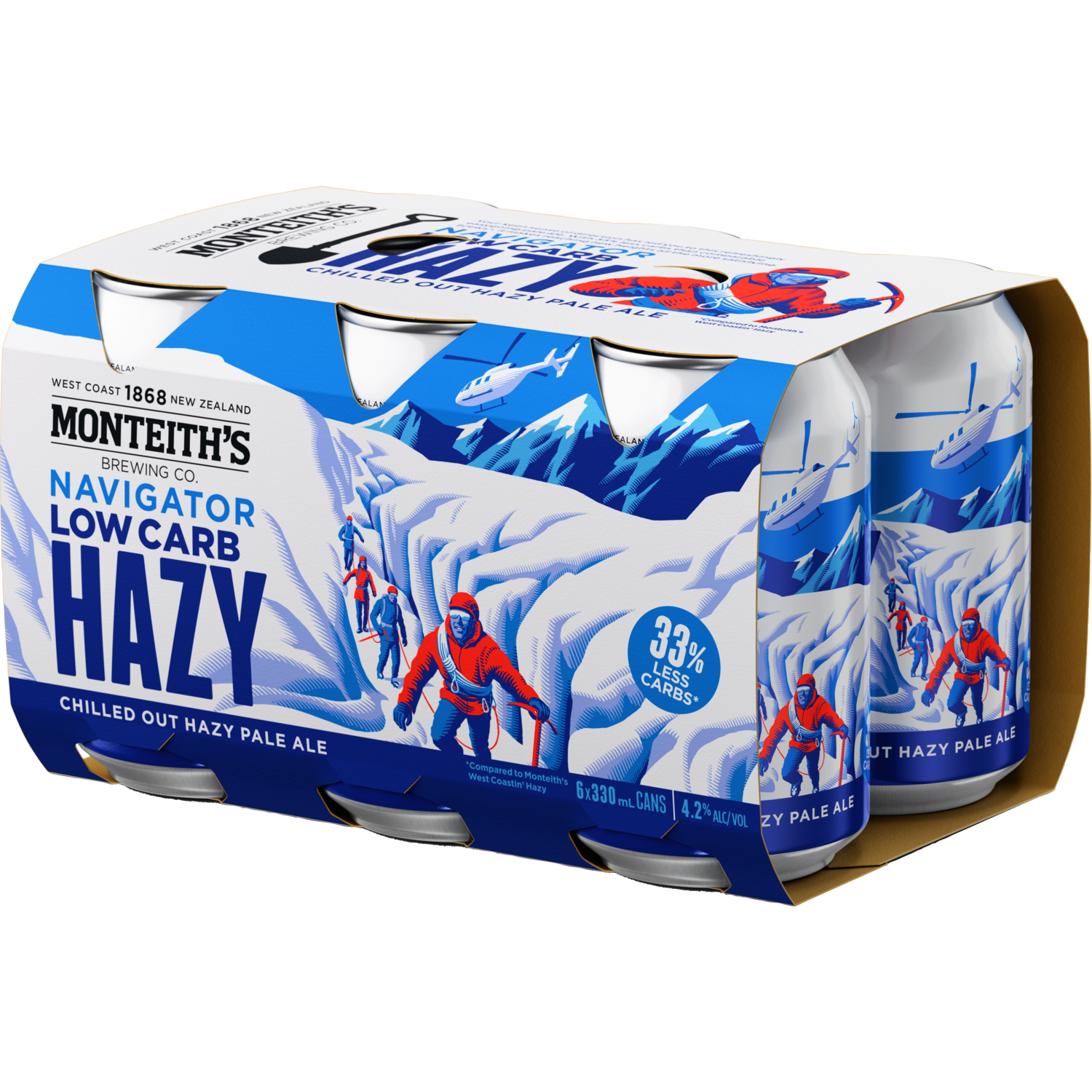 Monteiths Navigator Low Carb Hazy 6 Pack Cans 330ml