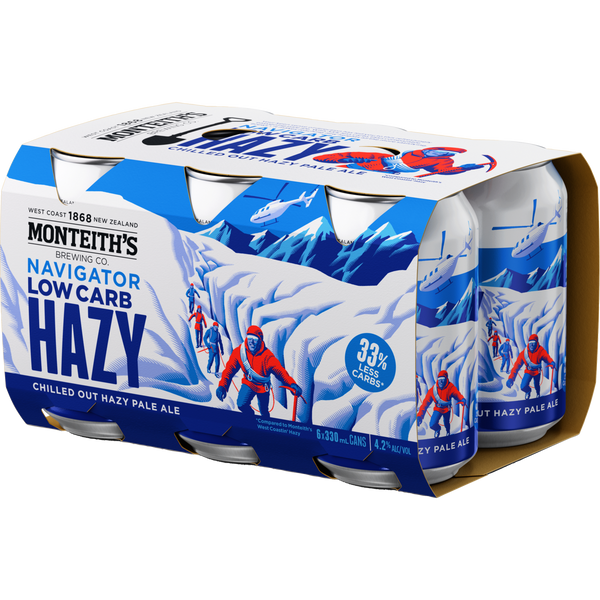 Monteiths Navigator Low Carb Hazy 6 Pack Cans 330ml