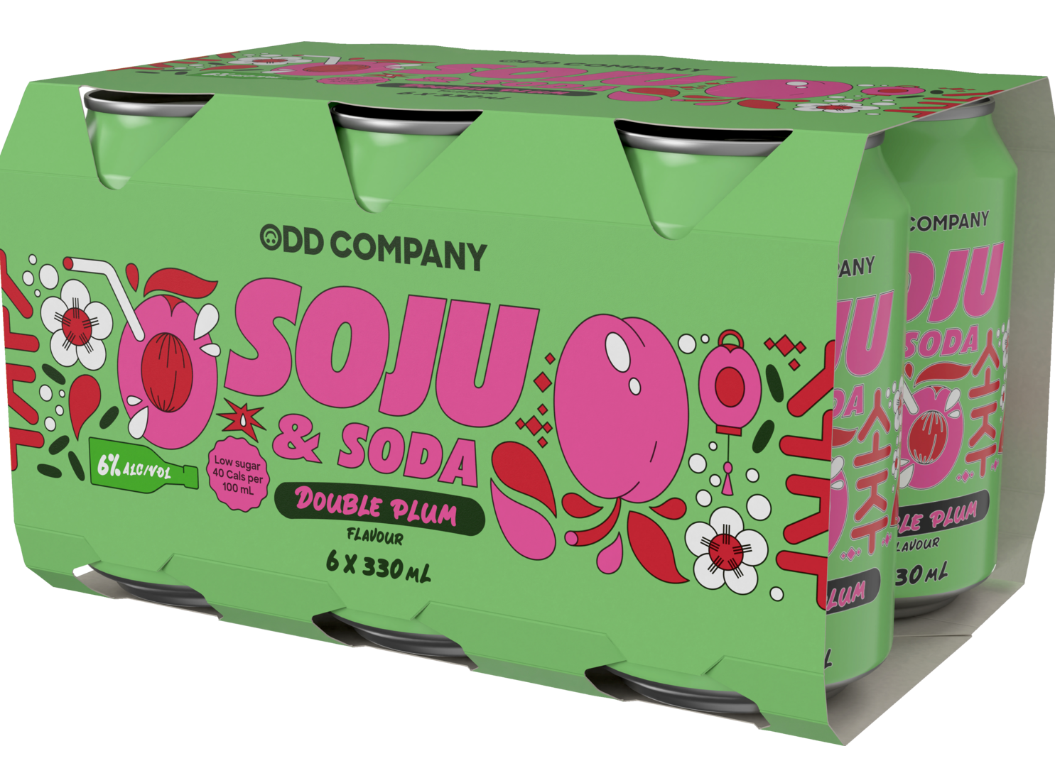 Odd Company Double Plum Soju & Soda 6% 6 Pack Cans 330ml