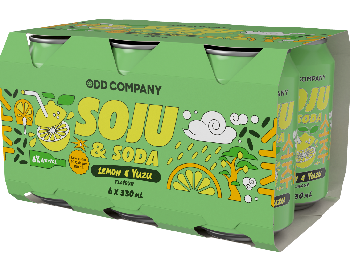 Odd Company Lemon Yuzu Soju & Soda 6% 6 Pack Cans 330ml