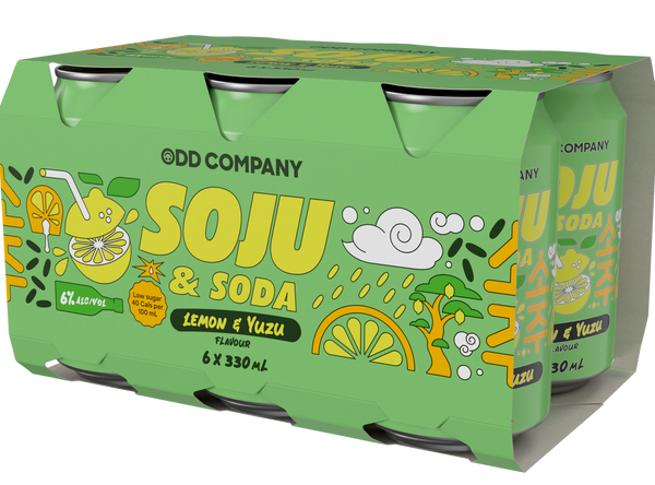 Odd Company Lemon Yuzu Soju & Soda 6% 6 Pack Cans 330ml
