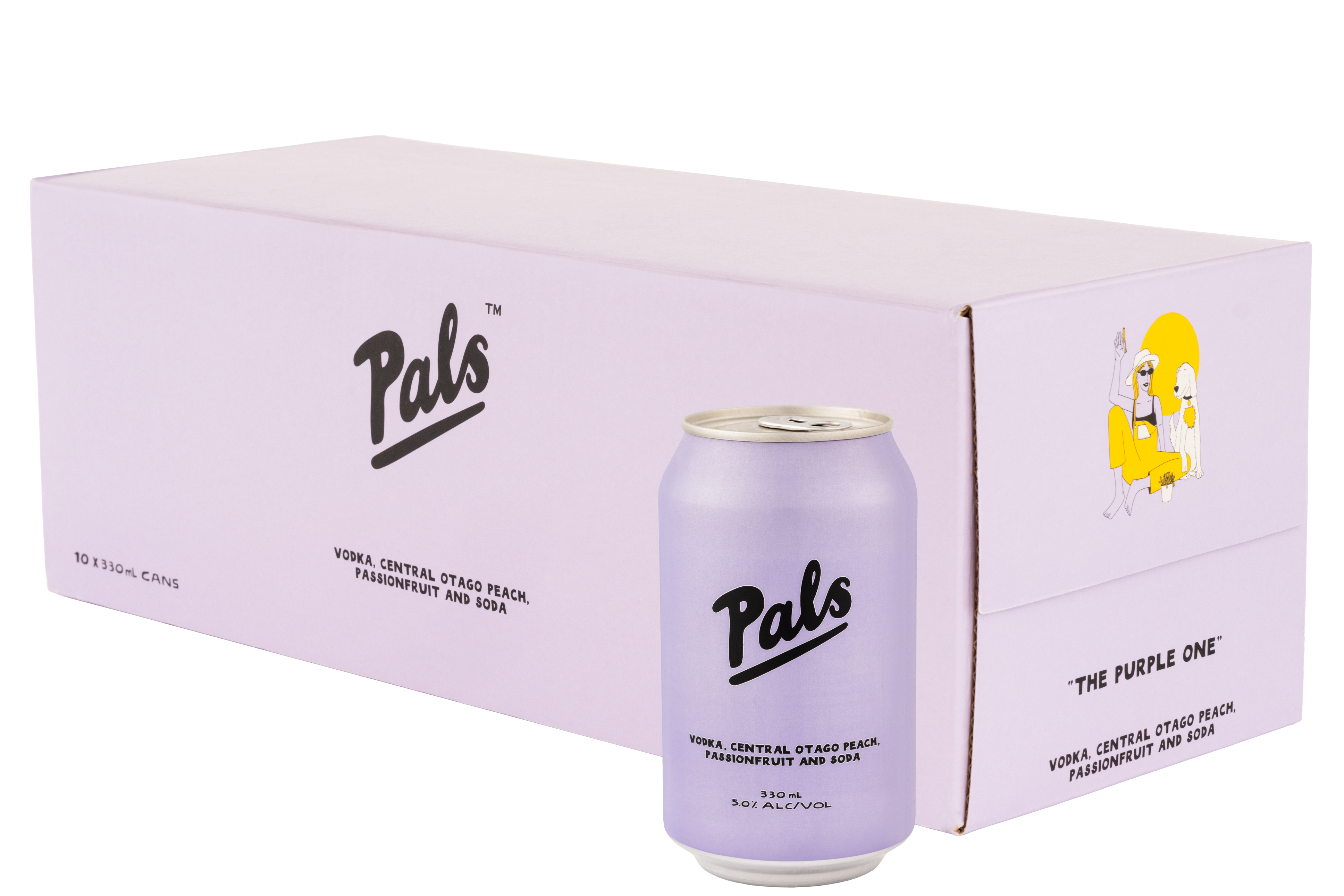 Pals Vodka Central Otago Peach Passionfruit & Soda 5% 10 Pack Cans 330ml