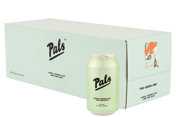 Pals Vodka Hawkes Bay Lime and Soda 5% 10 Pack Cans 330ml
