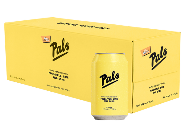 Pals Vodka Pineapple Lime & Soda 5% 10 Pack Cans 330ml