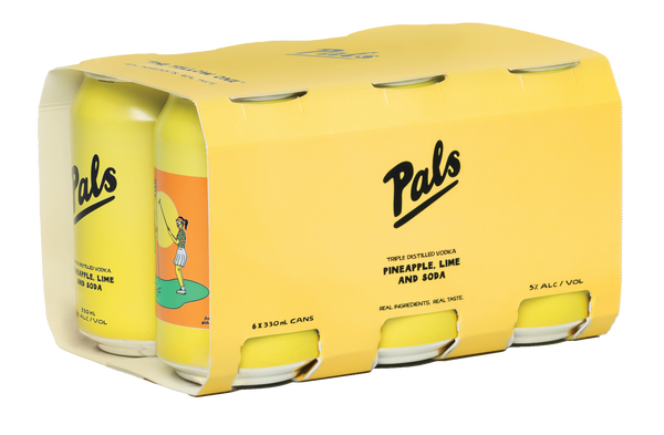 Pals Vodka Pineapple Lime & Soda 5% 6 Pack Cans 330ml