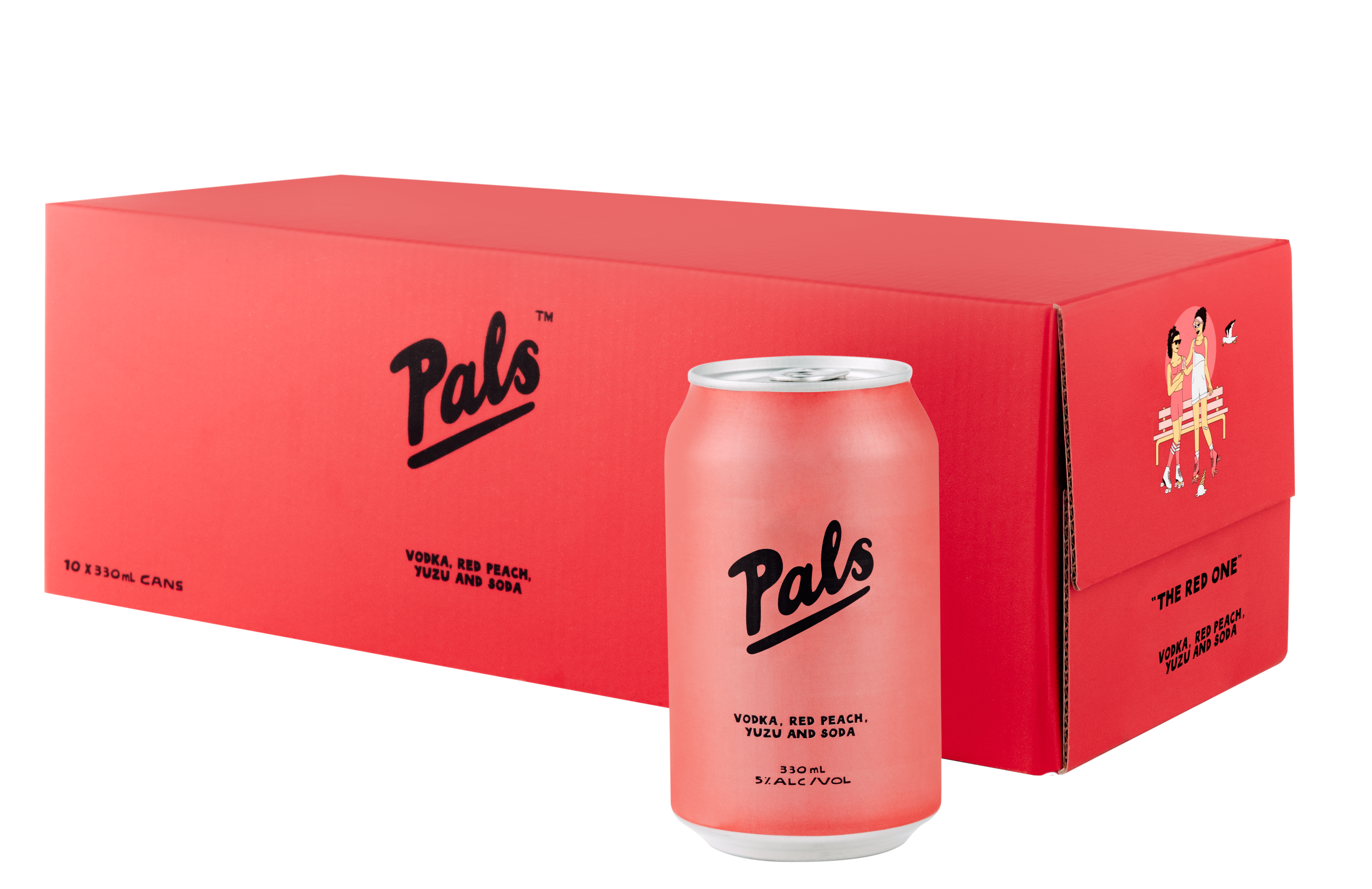 Pals Vodka Red Peach Yuzu & Soda 5% 10 Pack Cans 330ml