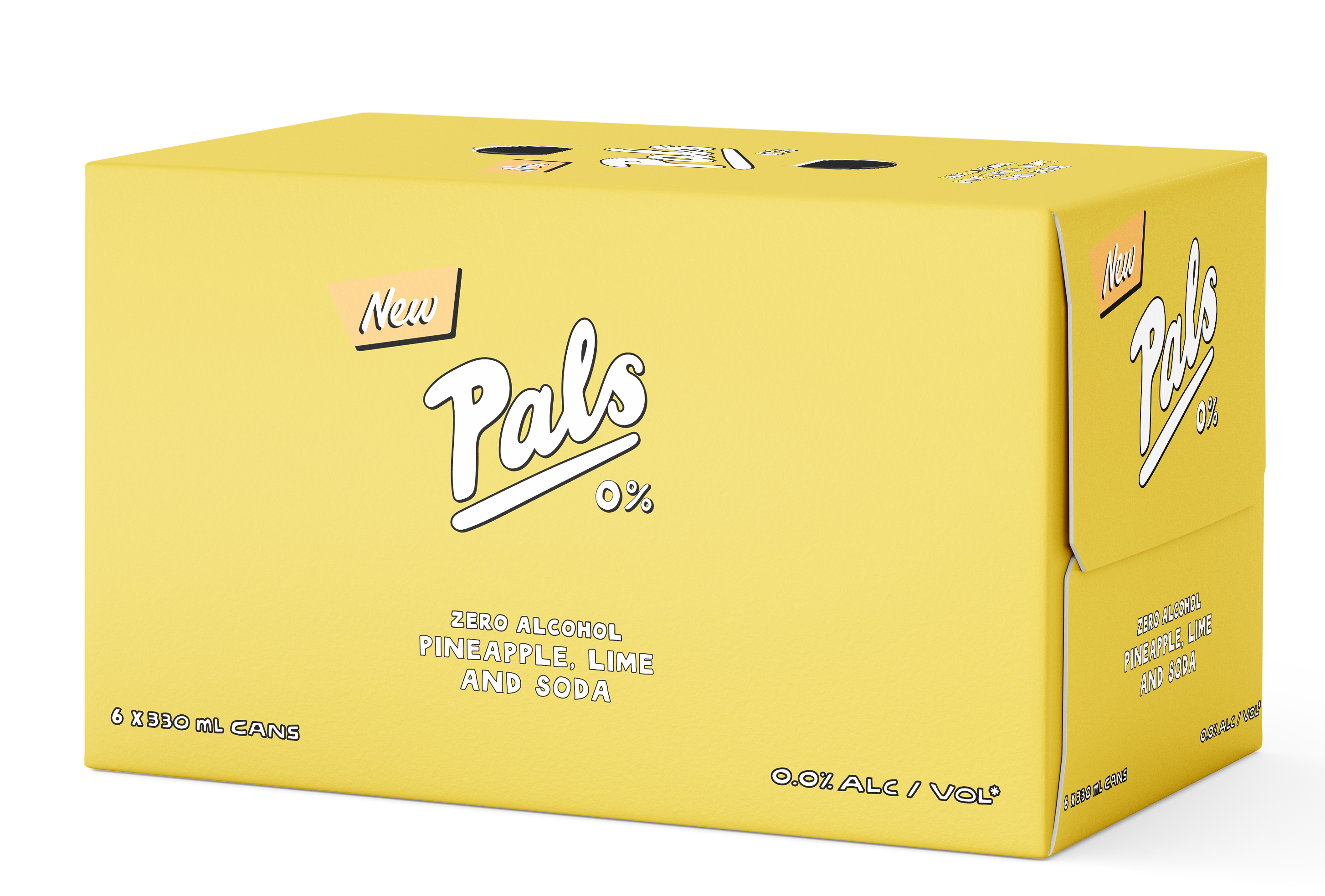Pals Zero Alcohol Pineapple Lime and Soda 6 Pack Cans 330ml