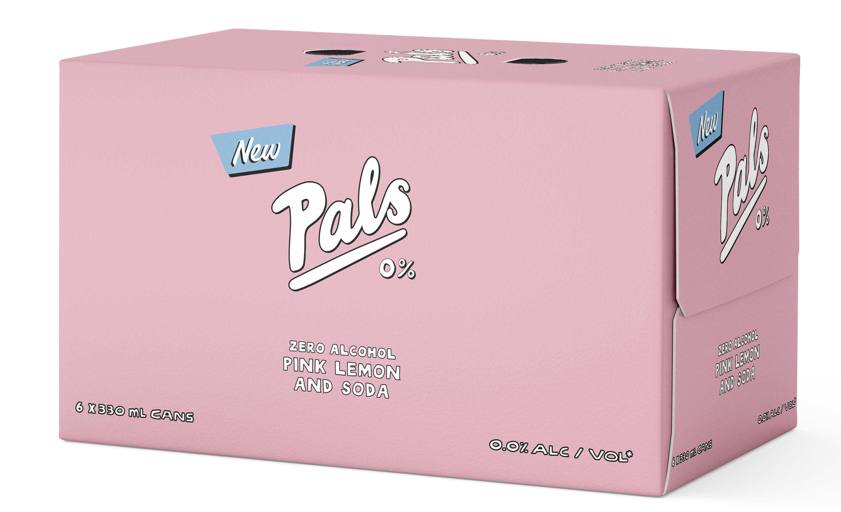 Pals Zero Alcohol Pink Lemon and Soda 6 Pack Cans 330ml