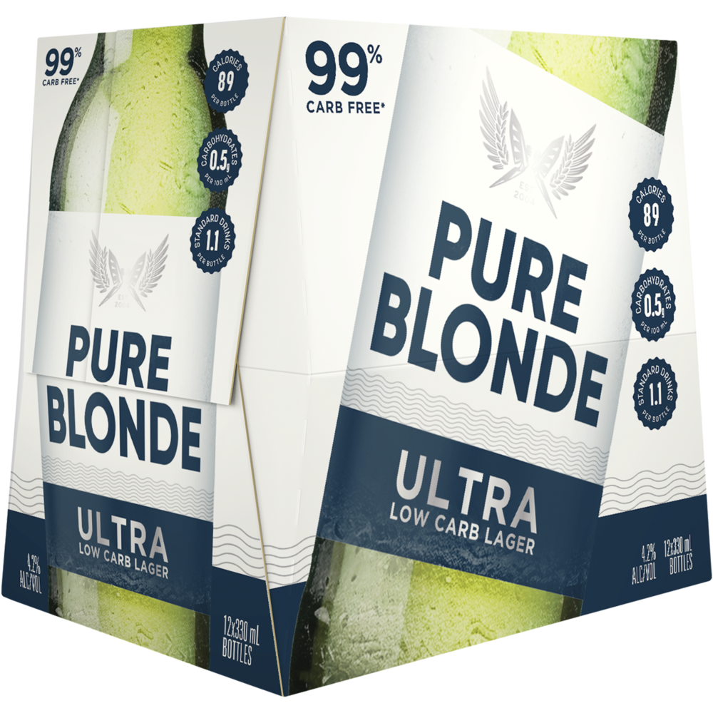 Pure Blonde Ultra Low Carb 12 Pack Bottles 330ml